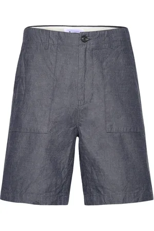 Knowledge Cotton Apparal Flint Wide Slub Yarn Shorts - Gots/ Bottoms Shorts Casual Blue