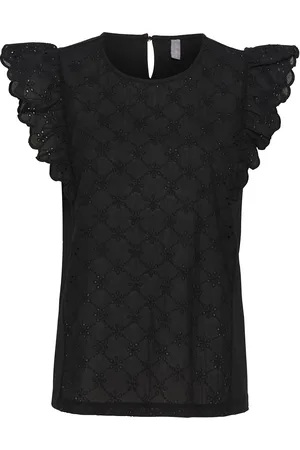Culture Cualice Top Tops Blouses Short-sleeved Black