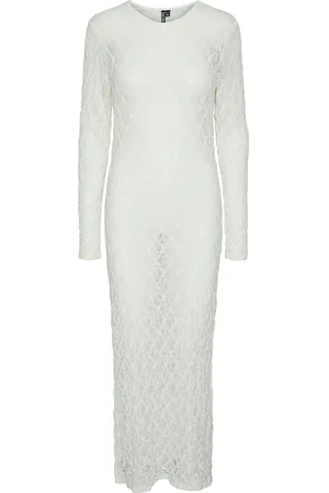 Pieces® Pcnaya Ls O-Neck Lace Maxi Dress D2D Jit Polvipituinen Mekko White