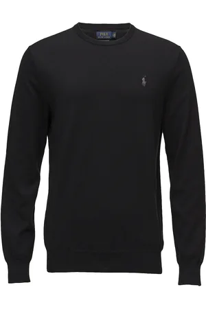 Ralph Lauren Slim Fit Cotton Sweater Tops Knitwear Round Necks Black