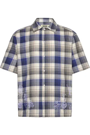 Woodbird Wbbanks Emboid Shirt Designers Shirts Short-sleeved Blue