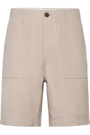 Knowledge Cotton Apparal Flint Wide Slub Yarn Shorts - Gots/ Bottoms Shorts Casual Beige