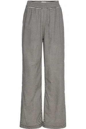 Mads Norgaard Colin Sonie Pants Aop Bottoms Trousers Straight Leg Black