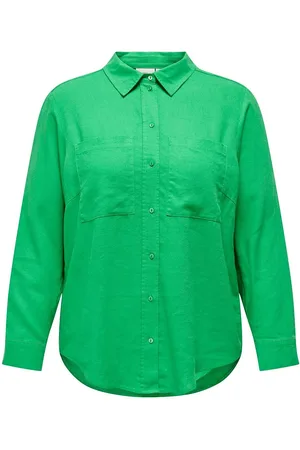 ONLY Carcaro L/S Ovs Linen Shirt Tlr Tops Shirts Long-sleeved Green