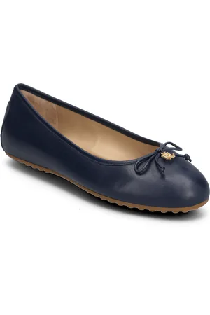 Ralph Lauren Jayna Nappa Leather Driver Flat Ballerinat Navy