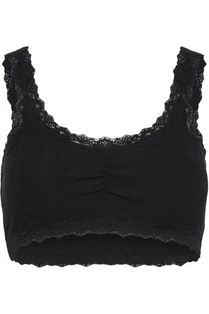 Rosemunde Silk Bralette W/ Lace Lingerie Bras & Tops Soft Bras Bralette Black