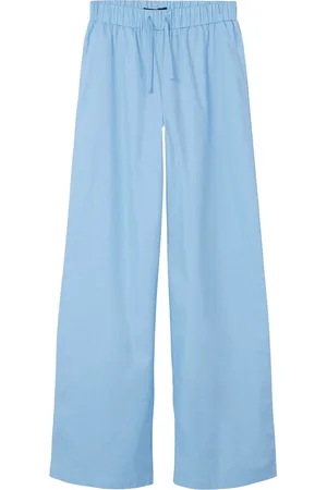 LMTD Nlffouise Poplin Straight Pant Bottoms Trousers Blue