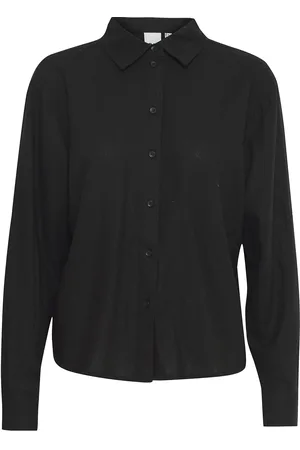 Ichi Ihlino Sh2 Tops Shirts Long-sleeved Black