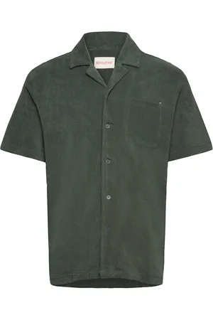 Revolution Terry Short-Sleeved Cuban Shirt Tops Shirts Short-sleeved Green