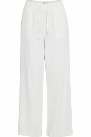 Ichi Ihlino Pa2 Fl Bottoms Trousers Wide Leg White