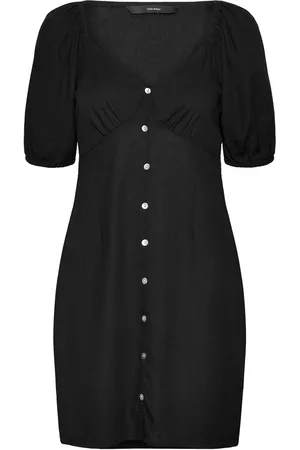 VERO MODA Vmmymilo 2/4 Short Button Dress Wvn Ga Lyhyt Mekko Black