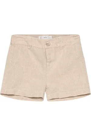 MANGO Linen-Blend Bermuda Shorts Bottoms Shorts Beige