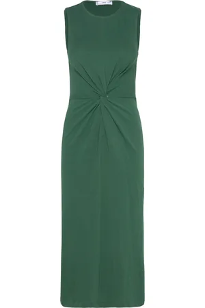 MANGO Knotted Cotton Dress Polvipituinen Mekko Green