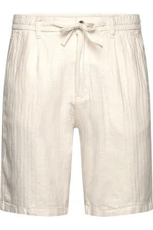 Lindbergh Linen Blend Herringb Short Bottoms Shorts Casual White