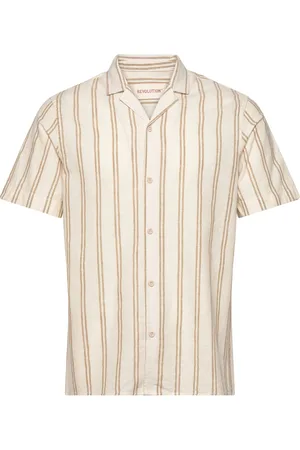 Revolution Short-Sleeved Cuban Shirt Tops Shirts Short-sleeved Beige