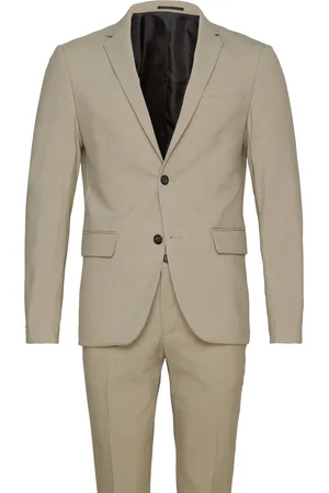 Lindbergh Plain Mens Suit - Normal Length Puku Beige