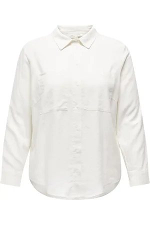 ONLY Carcaro L/S Ovs Linen Shirt Tlr Tops Shirts Long-sleeved White