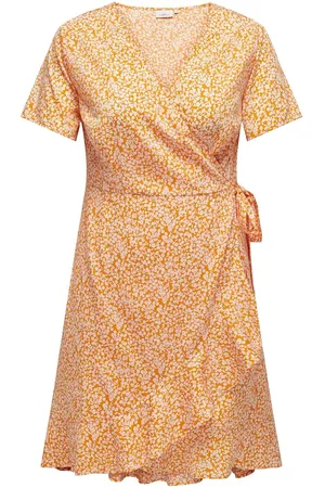 ONLY Carlivia S/S Wrap Knee Dress Wvn Noos Lyhyt Mekko Orange