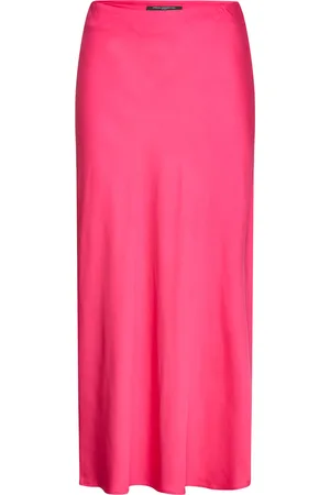 French Connection Ennis Satin Midaxi Slip Skirt Polvipituinen Hame Pink