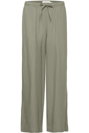 Ichi Ihlino Pa2 Fl Bottoms Trousers Wide Leg Green