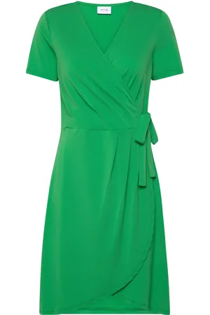 VILA Vinayeli S/S Knee Wrap Dress/Su - Noos Polvipituinen Mekko Green