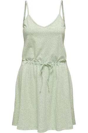 ONLY Onlmay Life Singlet V-Neck Dress Jrs Dresses Slip Dresses Green