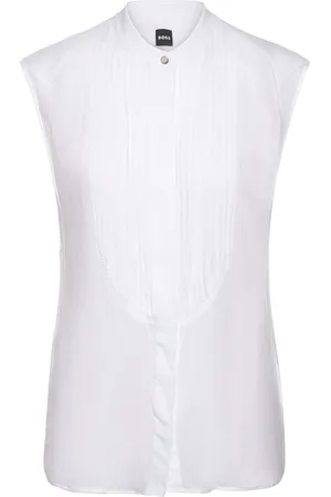 HUGO BOSS Betarni1 Tops Blouses Sleeveless White