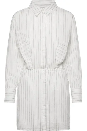 Gina Tricot Linen Blend Shirt Dress Lyhyt Mekko White