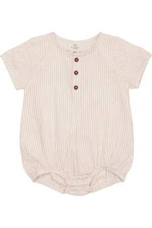 Copenhagen Colors Seersucker Romper W. Sleeves Bodysuits Short-sleeved Beige
