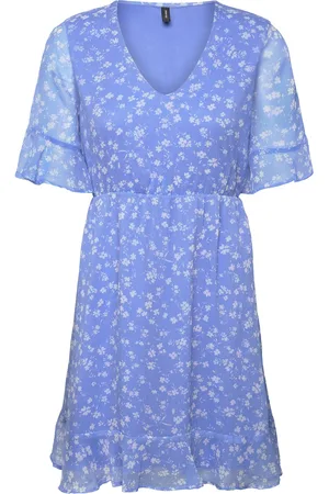VERO MODA Vmsmilla 2/4 Short Dress Wvn Ga Lyhyt Mekko Blue