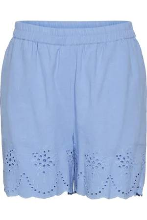 Pieces® Pcalmina Mw Embroidery Shorts Bc Bottoms Shorts Casual Shorts Blue