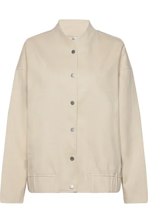 Gina Tricot Linen Blend Bomber Jacket Bombertakki Beige