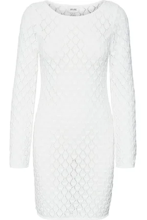 VERO MODA Vmevelyn Ls Short Crochet Dress Vma Lyhyt Mekko White