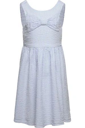 Lindex Dress Big Bow Searsucker Dresses & Skirts Dresses Casual Dresses Sleeveless Casual Dresses Blue