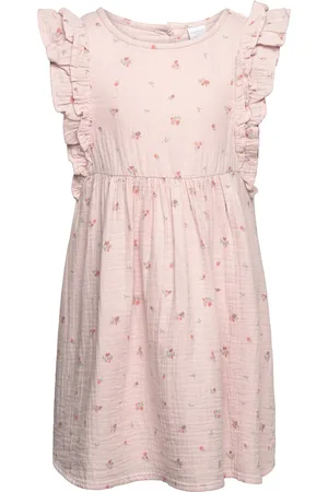Lindex Dress Gauze Frill Sleeve Aop Dresses & Skirts Dresses Casual Dresses Sleeveless Casual Dresses Pink