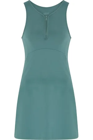 GIRLFRIEND COLLECTIVE Dylan Tank Dress, Zip Front Lyhyt Mekko Green