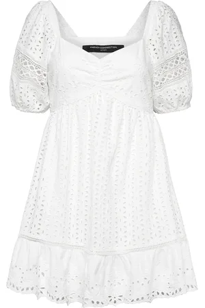 French Connection Alissa Cotton Broderie Dress Lyhyt Mekko White