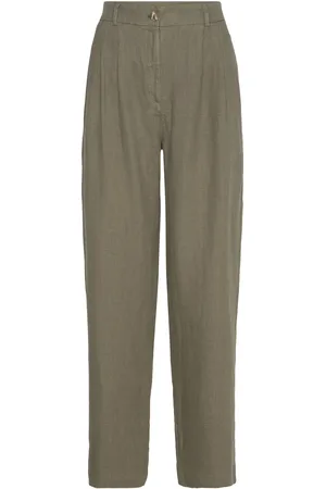 Mos Mosh Mmadlana Linen Pant Bottoms Trousers Linen Trousers Khaki Green