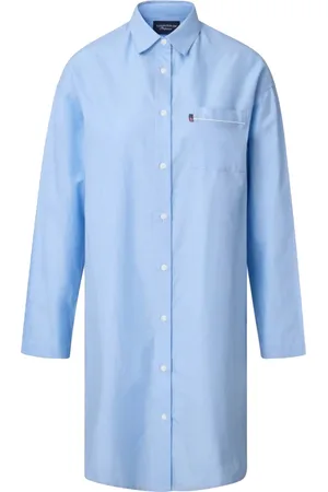 Lexington Icons Luna Organic Cotton Light Oxford Nightshirt Yöpaita Blue