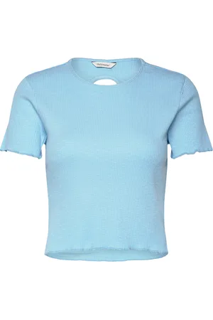 Holzweiler Tree Cropped Tee Tops Crop Tops Short-sleeved Crop Tops Blue