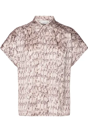 Dante 6 D6Cecily Python Printed Shirt Tops Shirts Short-sleeved Beige
