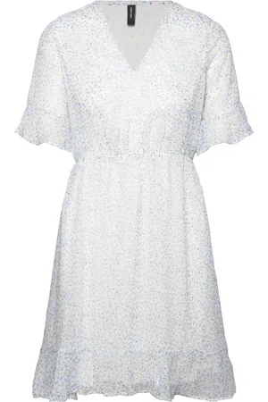 VERO MODA Vmsmilla 2/4 Short Dress Wvn Ga Lyhyt Mekko White
