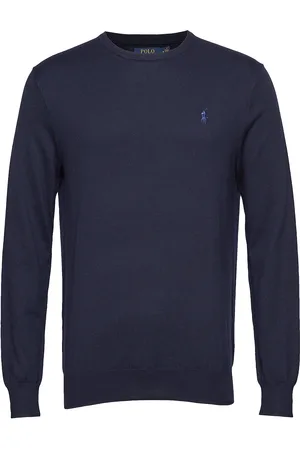 Ralph Lauren Slim Fit Cotton Sweater Tops Knitwear Round Necks Navy
