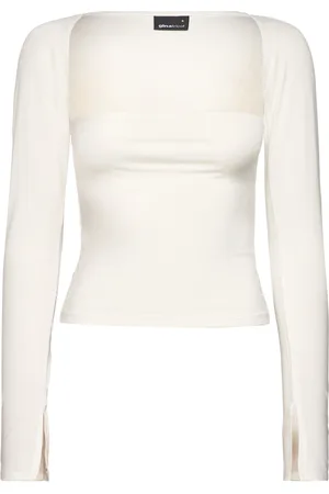 Gina Tricot Soft Touch Square Neck Top Tops T-shirts & Tops Long-sleeved Cream