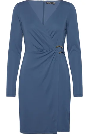 Ralph Lauren Ring-Trim Stretch Jersey Cocktail Dress Lyhyt Mekko Blue