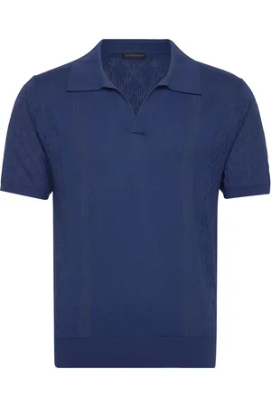 J Lindeberg Ringo Open Collar Tops Knitwear Short Sleeve Knitted Polos Blue