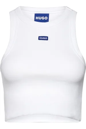 Hugo Blue Baby Tank_B Tops Crop Tops Sleeveless Crop Tops White