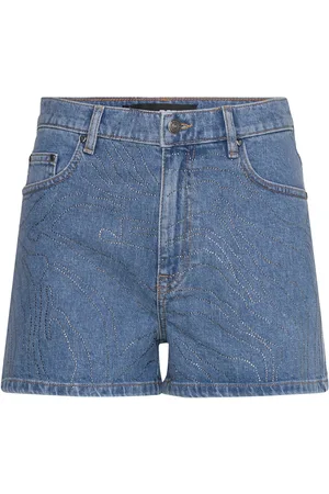 ROTATE Rhinest Denim Shorts Bottoms Shorts Denim Shorts Blue