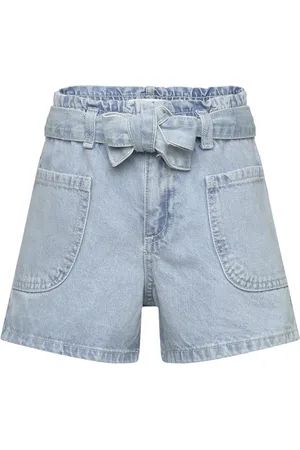 MANGO Paperbag Shorts With Belt Bottoms Shorts Blue