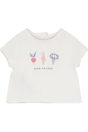 MANGO Printed Cotton-Blend T-Shirt Tops T-shirts Short-sleeved White